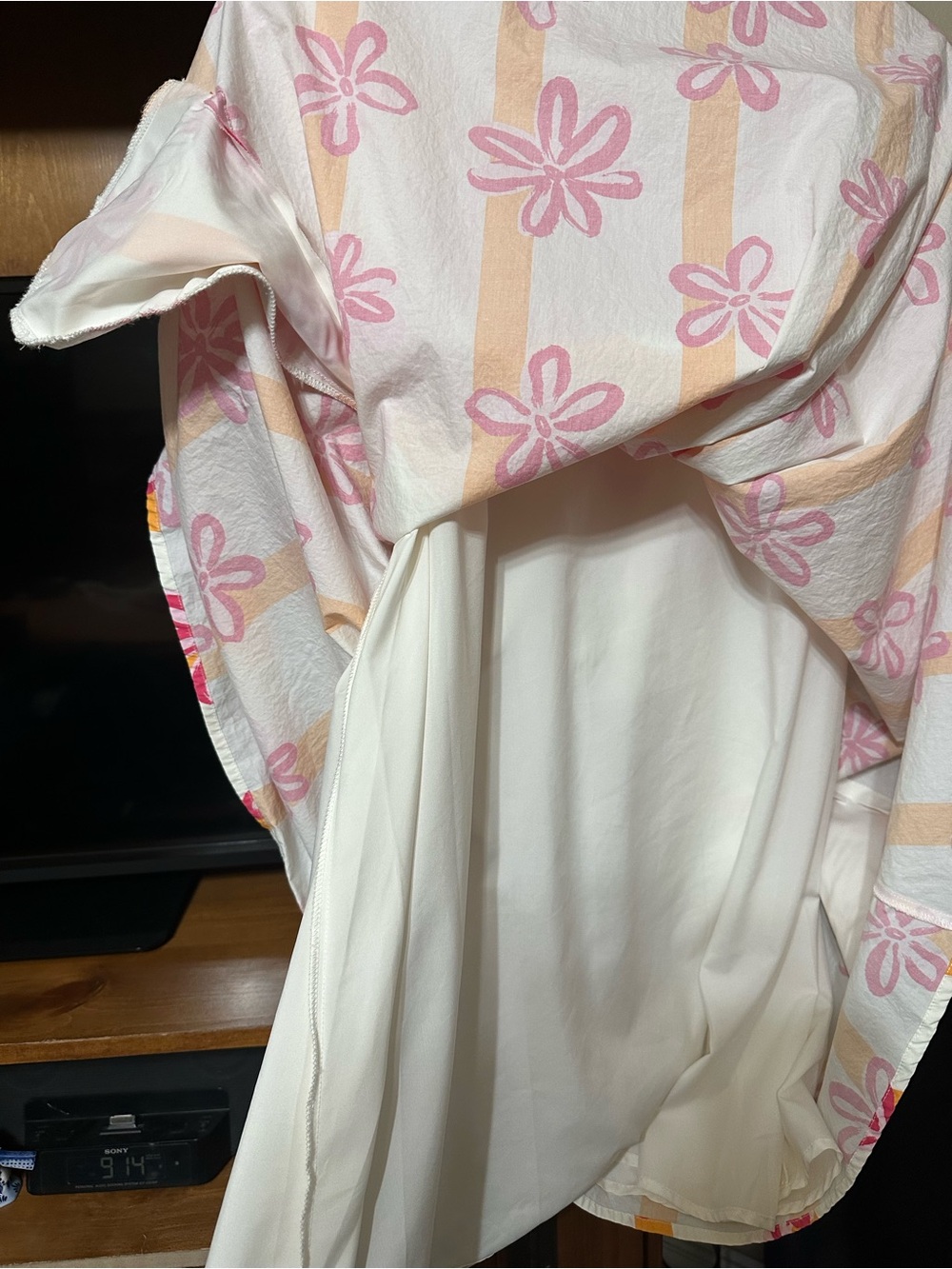 Fantastic Fawn Floral Stripe Ruffle Puff Sleeve Dress L - Picture 3 of 5